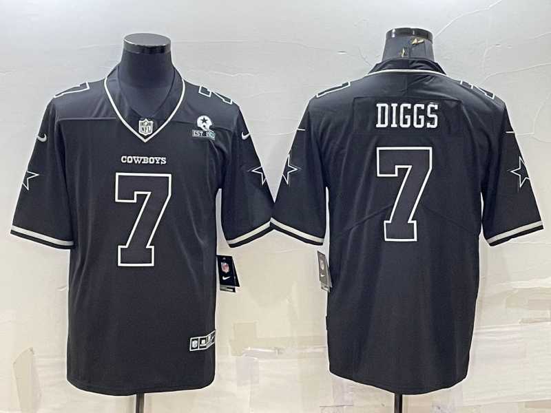 Men%27s Dallas Cowboys #7 Trevon Diggs Black With 1960 Patch Limited Stitched Football Jersey